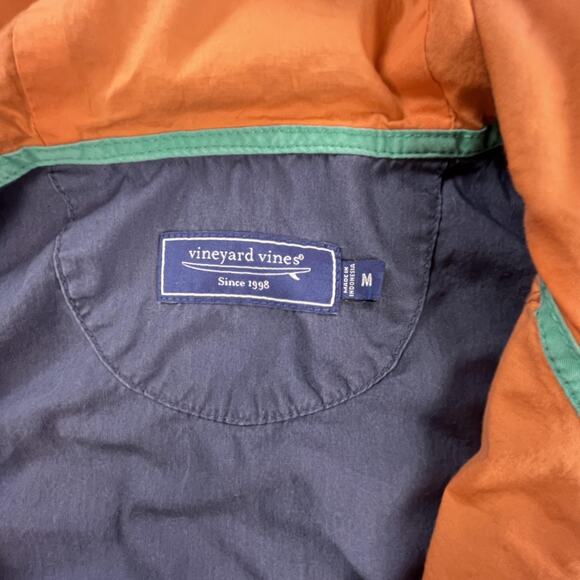 Vineyard Vines Anorak Pullover Mens Medium Navy Teal Hooded Half Zip Colorblock - Picture 7 of 12